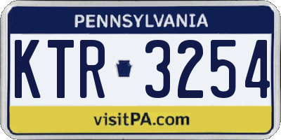 PA license plate KTR3254
