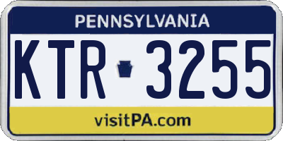 PA license plate KTR3255