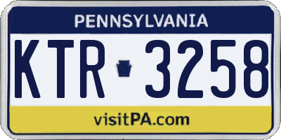 PA license plate KTR3258