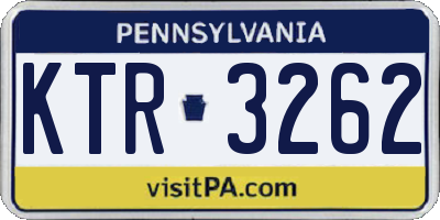 PA license plate KTR3262