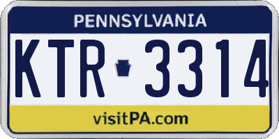 PA license plate KTR3314