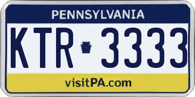 PA license plate KTR3333