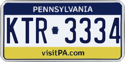 PA license plate KTR3334