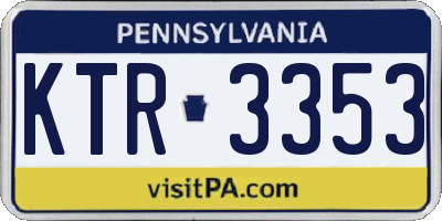 PA license plate KTR3353