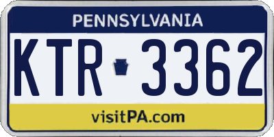 PA license plate KTR3362