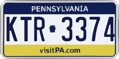 PA license plate KTR3374