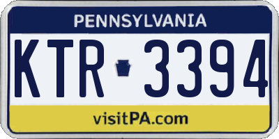 PA license plate KTR3394