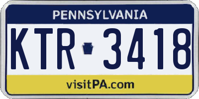 PA license plate KTR3418