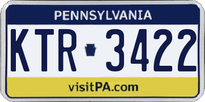 PA license plate KTR3422