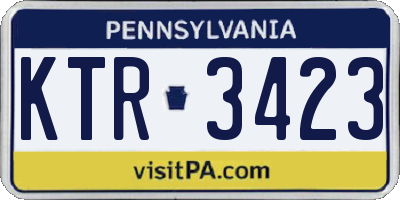 PA license plate KTR3423