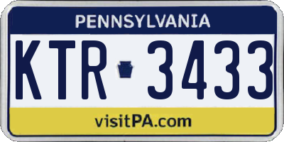 PA license plate KTR3433