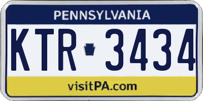 PA license plate KTR3434