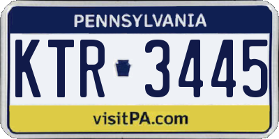 PA license plate KTR3445