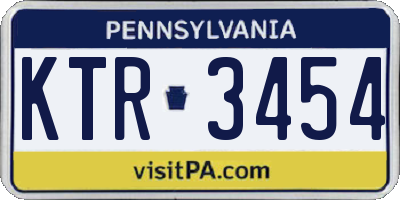 PA license plate KTR3454