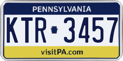PA license plate KTR3457
