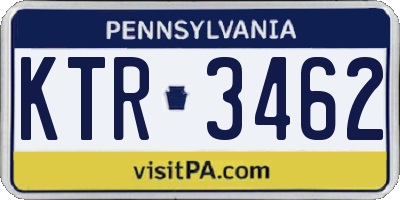 PA license plate KTR3462