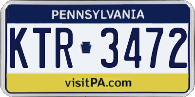 PA license plate KTR3472