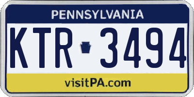 PA license plate KTR3494