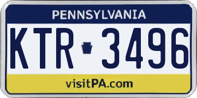 PA license plate KTR3496