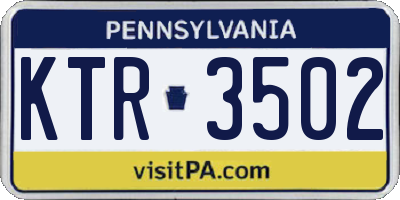 PA license plate KTR3502