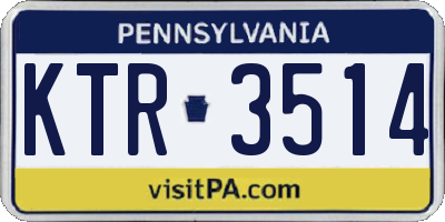PA license plate KTR3514