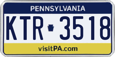 PA license plate KTR3518