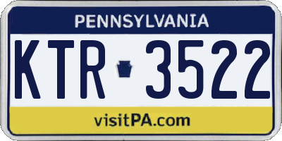 PA license plate KTR3522