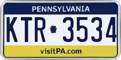PA license plate KTR3534