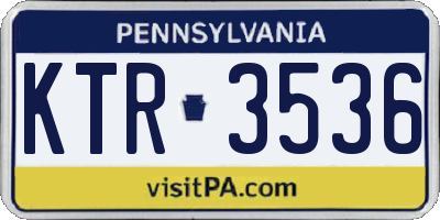 PA license plate KTR3536