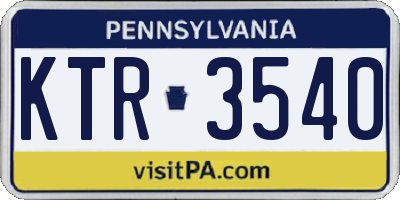 PA license plate KTR3540