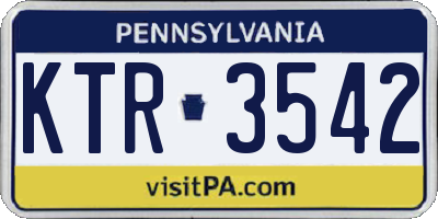 PA license plate KTR3542