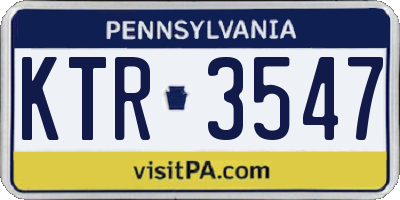 PA license plate KTR3547