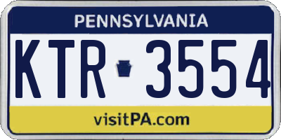 PA license plate KTR3554