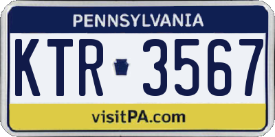 PA license plate KTR3567