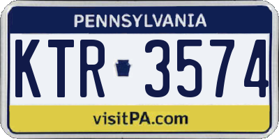 PA license plate KTR3574