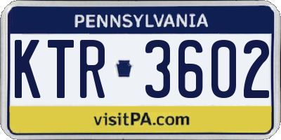 PA license plate KTR3602
