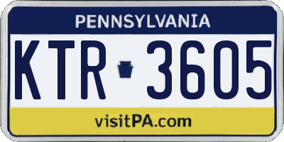 PA license plate KTR3605
