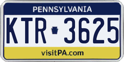 PA license plate KTR3625
