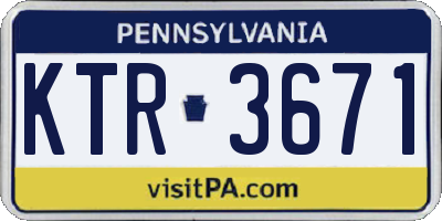 PA license plate KTR3671