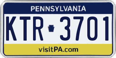 PA license plate KTR3701