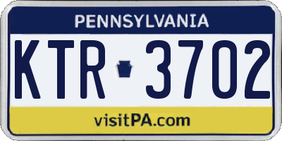 PA license plate KTR3702