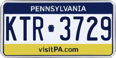 PA license plate KTR3729
