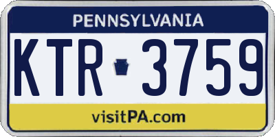 PA license plate KTR3759
