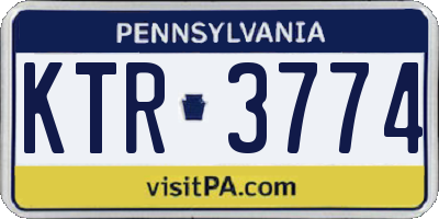 PA license plate KTR3774