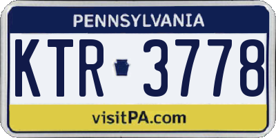 PA license plate KTR3778