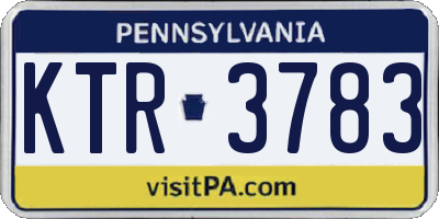 PA license plate KTR3783