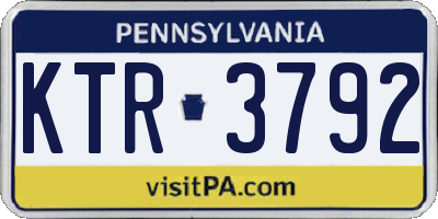 PA license plate KTR3792