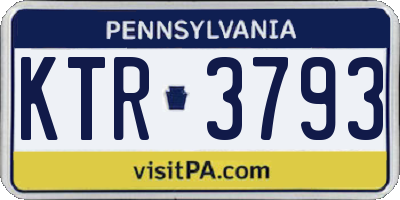 PA license plate KTR3793