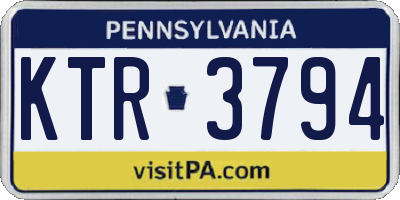 PA license plate KTR3794