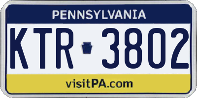 PA license plate KTR3802